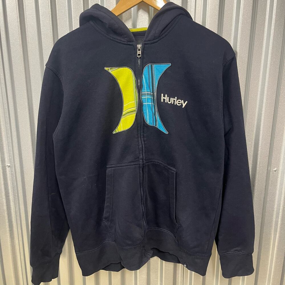 VTG Y2K Hurley Surf Skate Navy Blue Graphic Zipup SZ XL